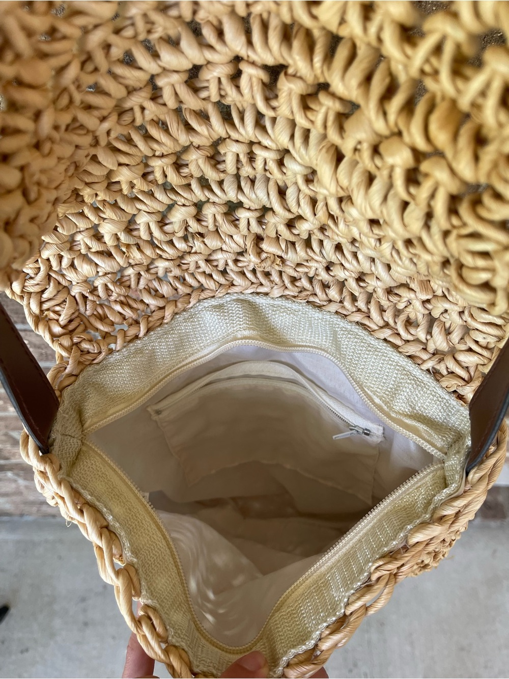 Woven Straw Raffia Shoulder Bag Natural Tan Brown Strap - Picture 13 of 16